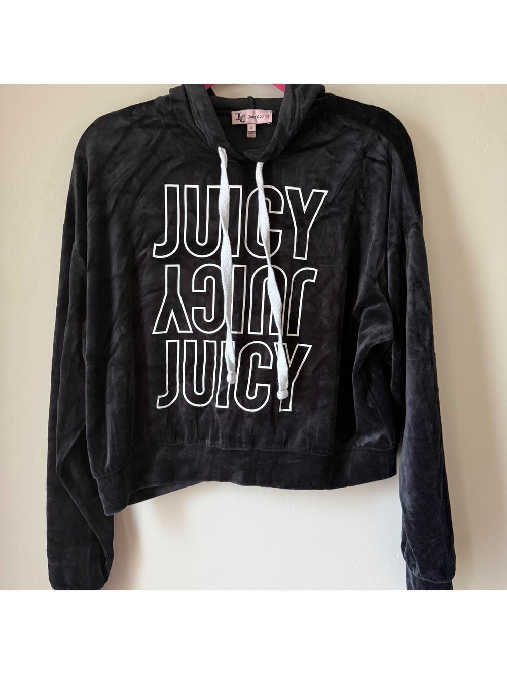 Juicy Couture Velour JUICY Graphic Pullover Hoodie | S | Y2K